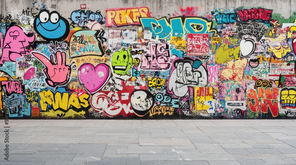 Obraz premium Colorful Graffiti Wall with Pavement