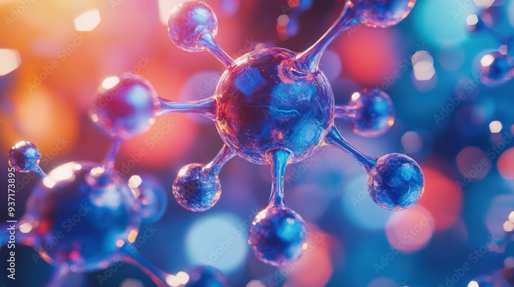 Holographic display projecting a 3D model of a molecule, sharp details, dimly lit laboratory Holographic display projecting a 3D model of a molecule, sharp details, dimly lit laboratory