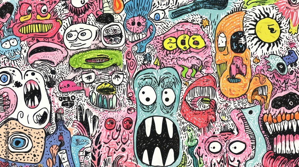 Colorful Abstract Monster Doodle Pattern Colorful Abstract Monster Doodle Pattern