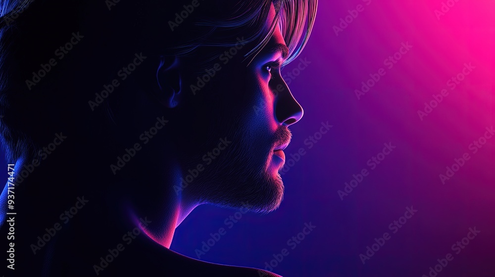 Obraz premium Man in deep concentration, focused lighting