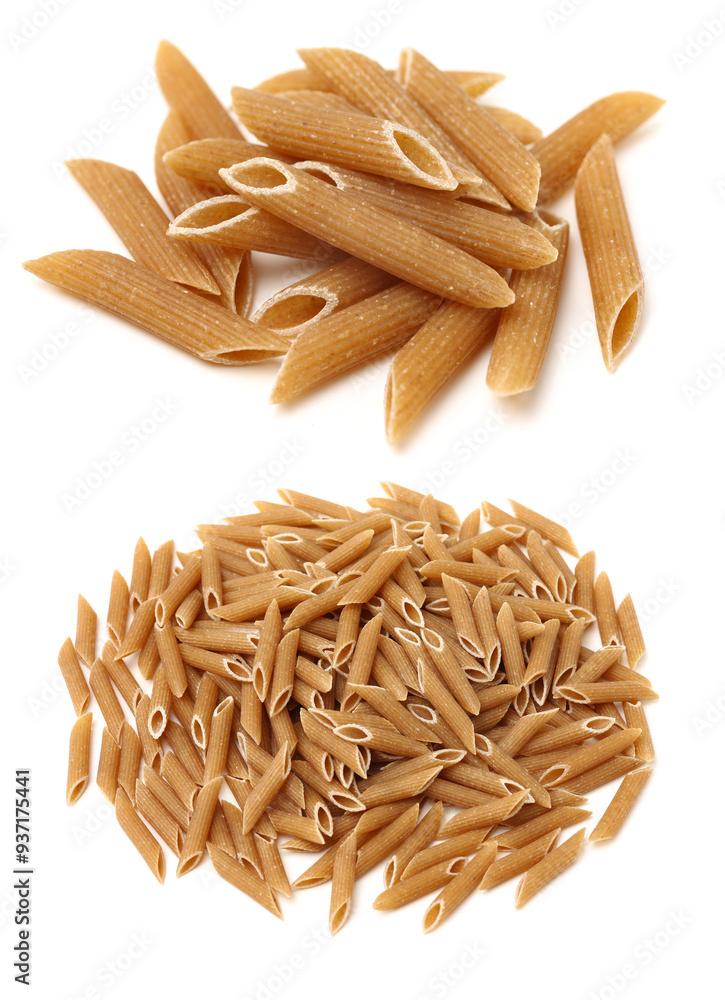 Italian pasta (Gomiti Rigati) on white background Italian pasta (Gomiti Rigati) on white background