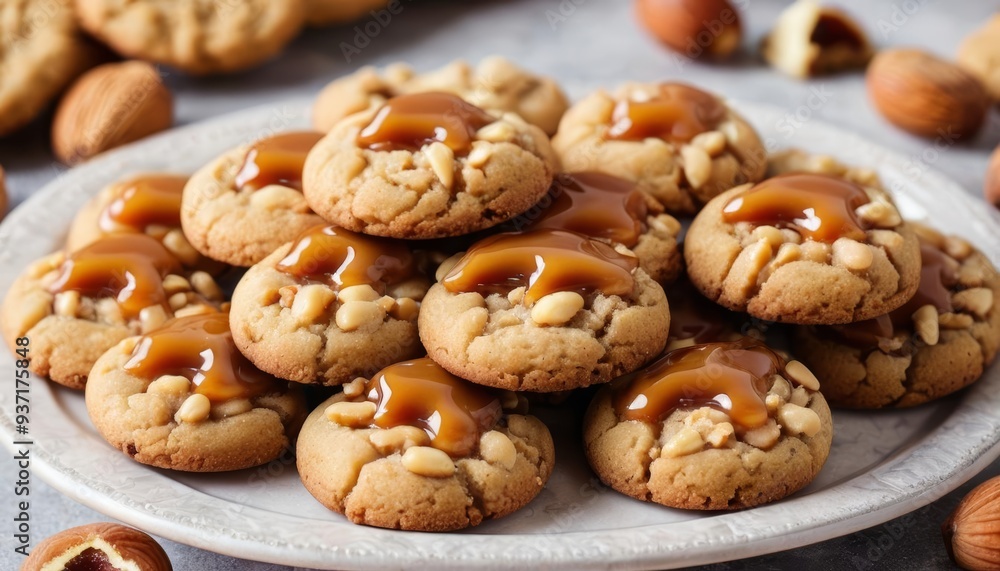 Deliciously decadent caramelglazed cookies with almonds Deliciously decadent caramelglazed cookies with almonds