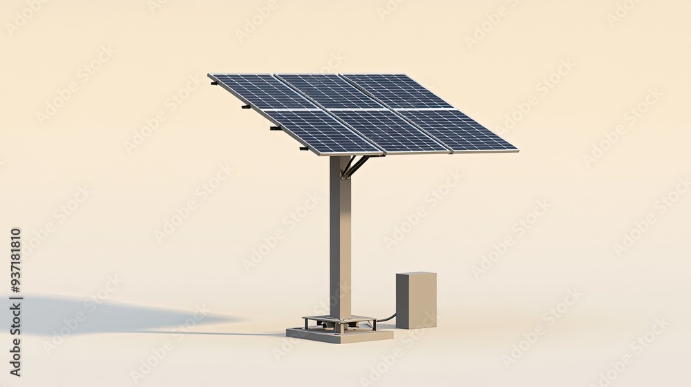 Obraz premium Solar tracking system with rotating panels, optimized design, bright natural light