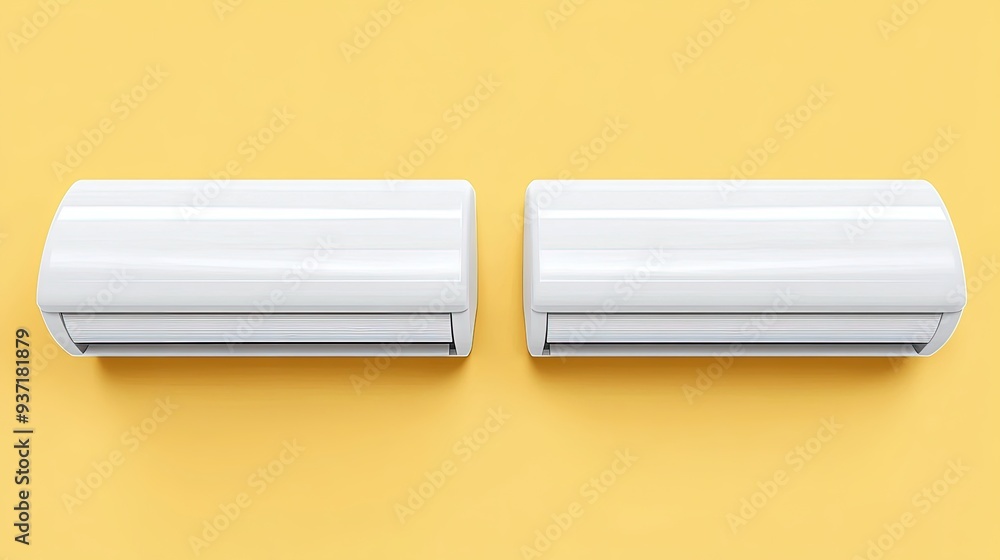Solar-powered air conditioning units in a modern home, seamlessly integrated, bright daylight Solar-powered air conditioning units in a modern home, seamlessly integrated, bright daylight