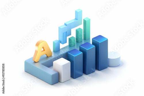 3D Icon as AI data mining and financial insights concept as An AI data mining icon paired with financial insights symbolizing the role of AI in extracting valuable financial information perfect for is