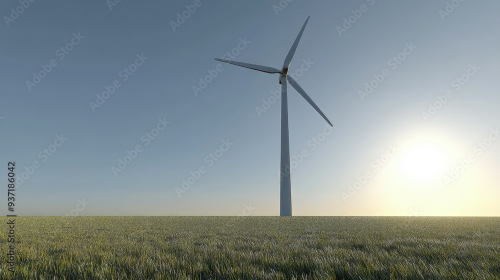 Wind turbines in an agricultural landscape, tall and modern, bright natural light Wind turbines in an agricultural landscape, tall and modern, bright natural light