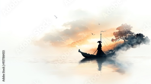 3 Pirate captain, ghostly figure at the helm, stormy seas, Watercolor style photo