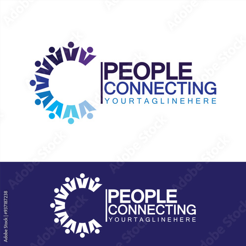 Abstract Initial Letter C Connecting People Logo Vector  Design Template