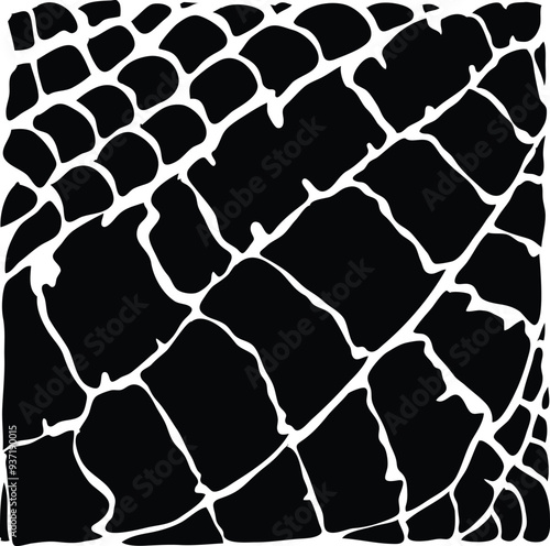 Crocodile Skin Pattern Scale vector in Black and white seamless