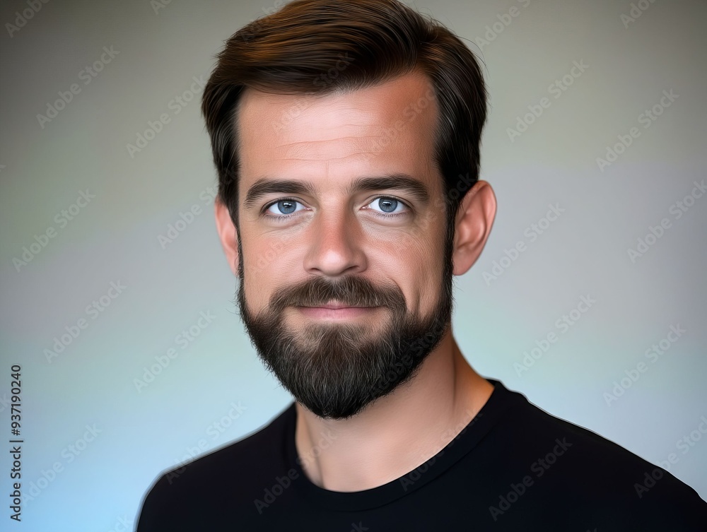 A man with a beard and a black shirt A man with a beard and a black shirt