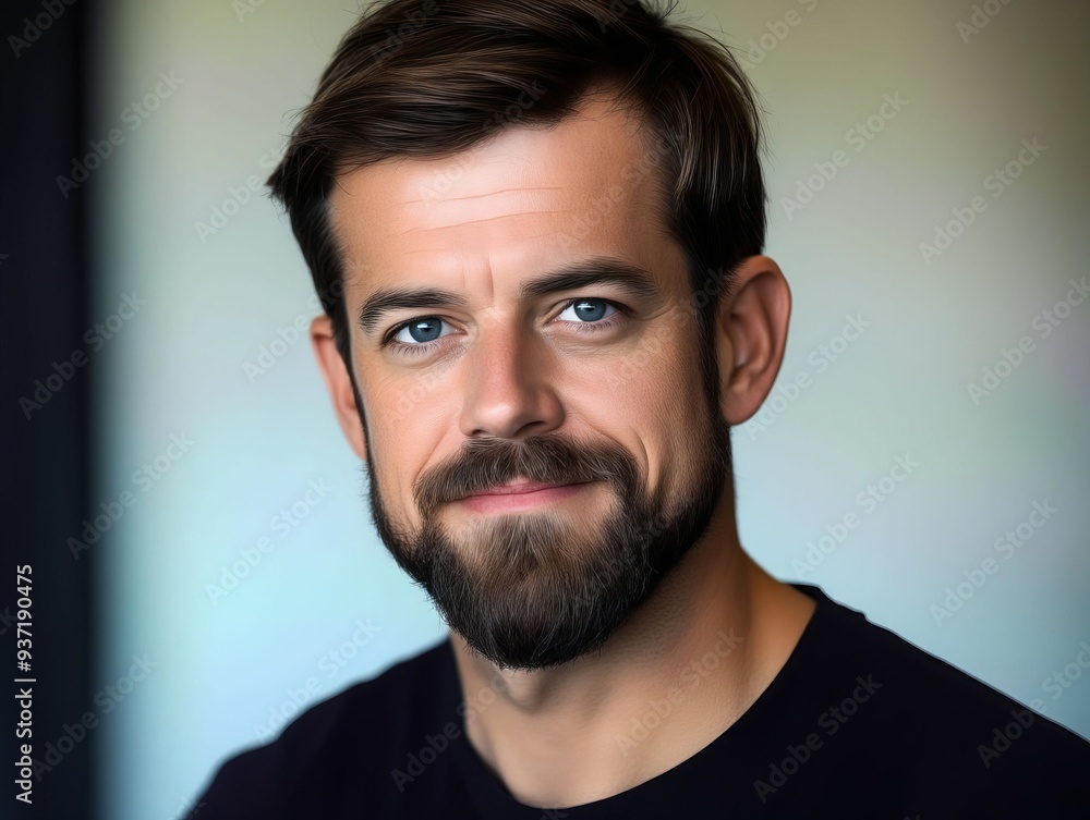 A man with a beard and a black shirt A man with a beard and a black shirt