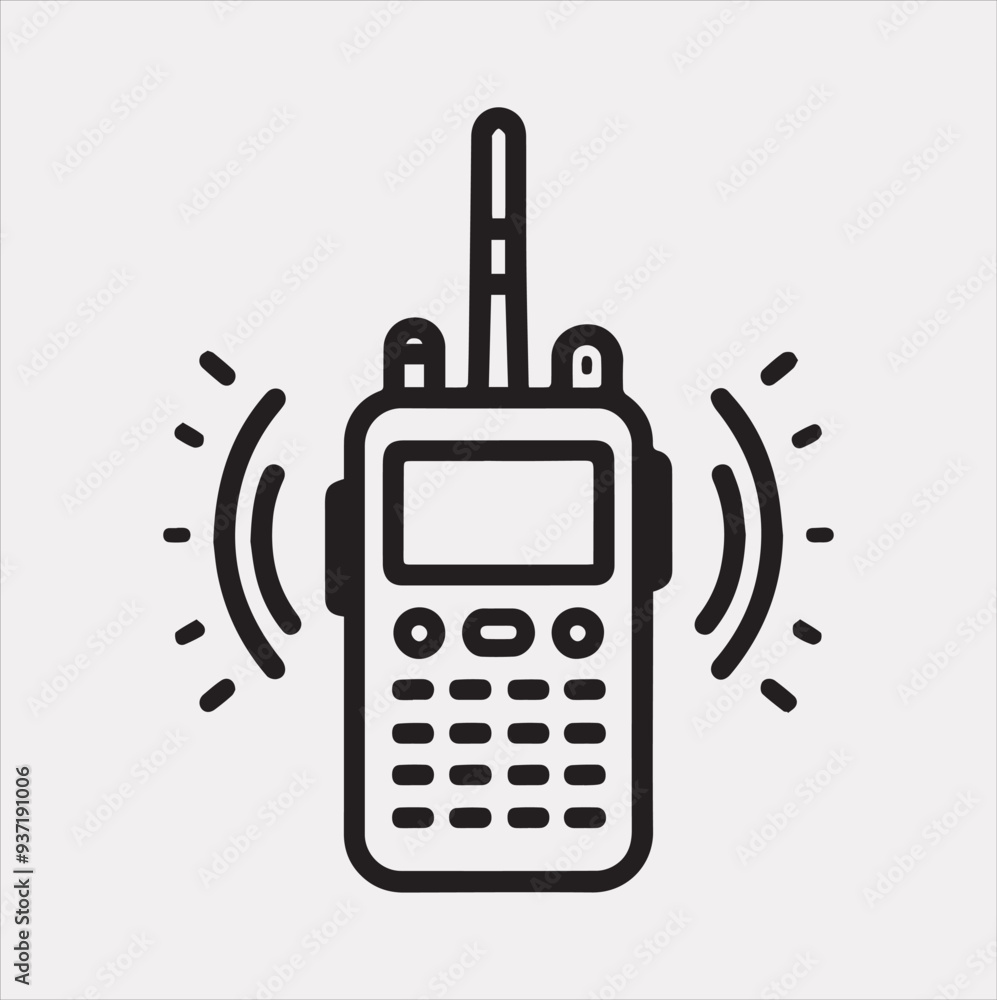 Walkie talkie Vector silhouette icon on a white background Walkie talkie Vector silhouette icon on a white background