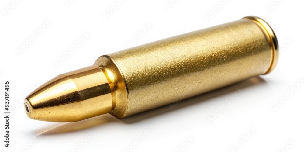 Golden Bullet Close Up, White Background, Ammo, Cartridge, Weapon Golden Bullet Close Up, White Background, Ammo, Cartridge, Weapon