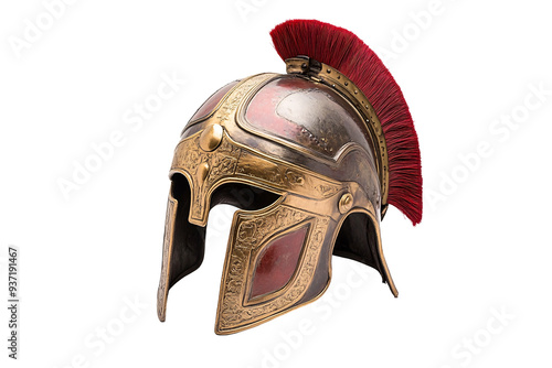 Gladiator or spartan helmet isolated on transparent background photo