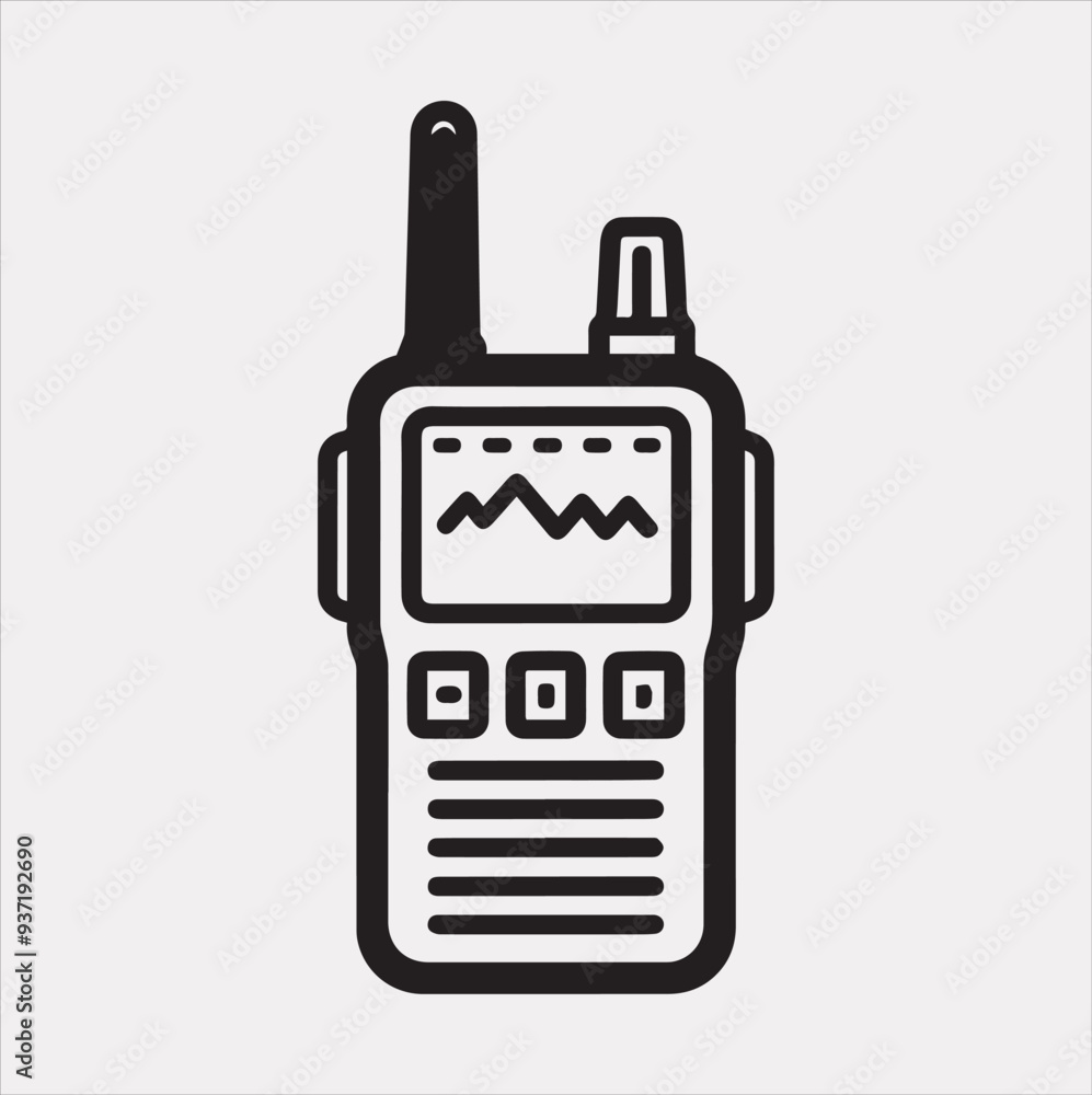 Walkie talkie Vector silhouette icon on a white background Walkie talkie Vector silhouette icon on a white background