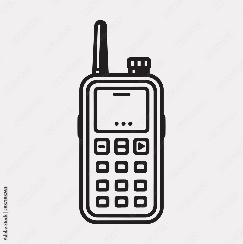 Walkie talkie Vector silhouette icon on a white background Walkie talkie Vector silhouette icon on a white background
