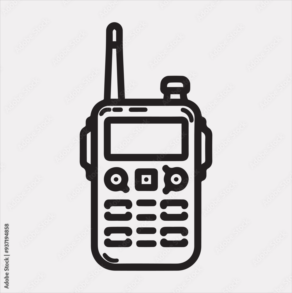 Walkie-talkie Vector silhouette icon on a white background Walkie-talkie Vector silhouette icon on a white background