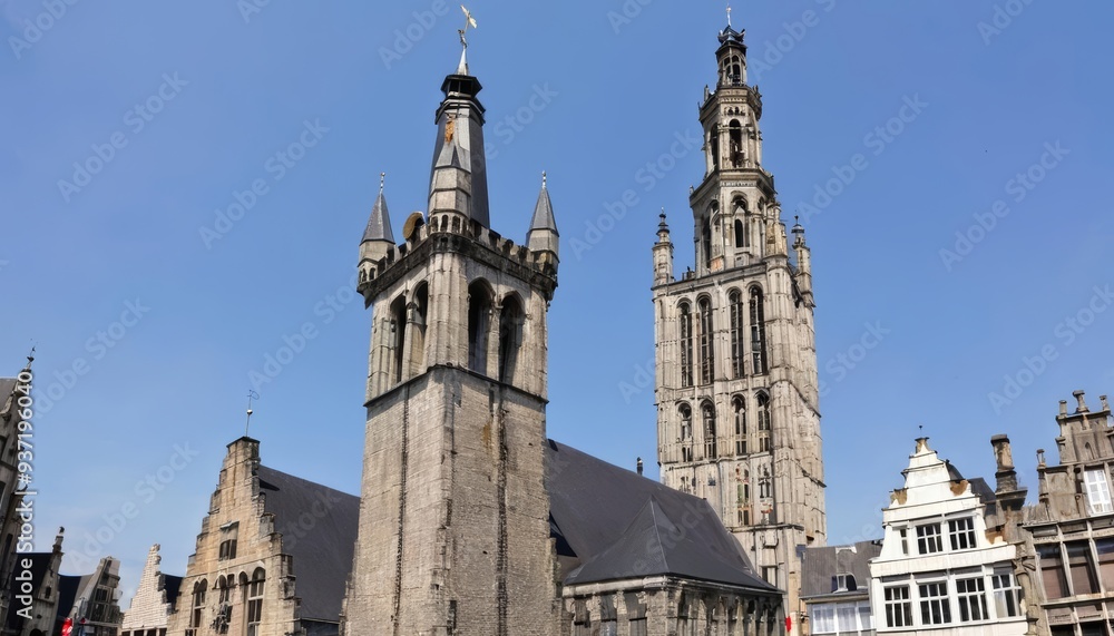 Elegant Gothic architecture under a clear blue sky Elegant Gothic architecture under a clear blue sky