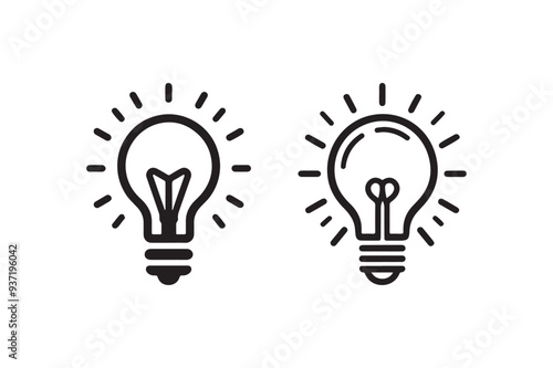 Light Bulb icon flat style minimalist clipart illustration.