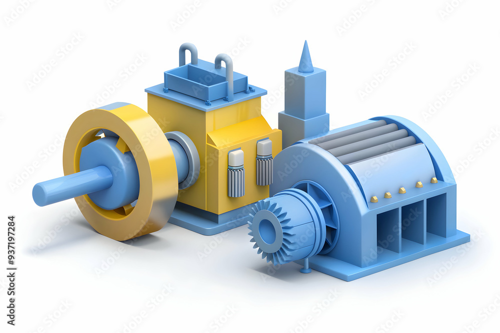 3D Icon as Electric motor and production line concept as An electric motor paired with a production line symbolizing eco friendly power solutions in manufacturing processes ideal for isolated vector d 3D Icon as Electric motor and production line concept as An electric motor paired with a production line symbolizing eco friendly power solutions in manufacturing processes ideal for isolated vector d