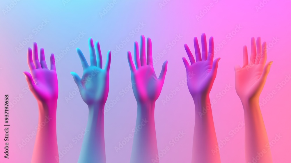 Obraz premium Neon Hands Up.