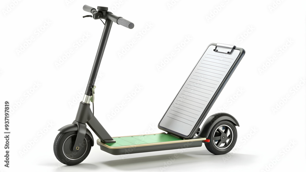 3D Icon as Electric scooter and business plan concept as An electric scooter paired with a business plan document representing eco friendly commuting and strategic business planning perfect for isolat 3D Icon as Electric scooter and business plan concept as An electric scooter paired with a business plan document representing eco friendly commuting and strategic business planning perfect for isolat