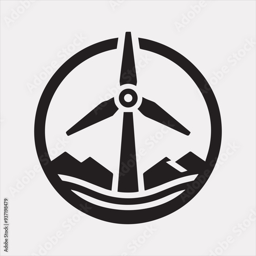 wind power Icon Vector silhouette illustration icon on a white background