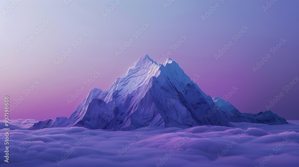Mountain with purple gradient background Mountain with purple gradient background