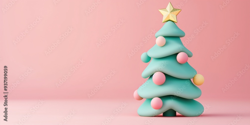 Christmas tree with star on top isolate on background Christmas tree with star on top isolate on background