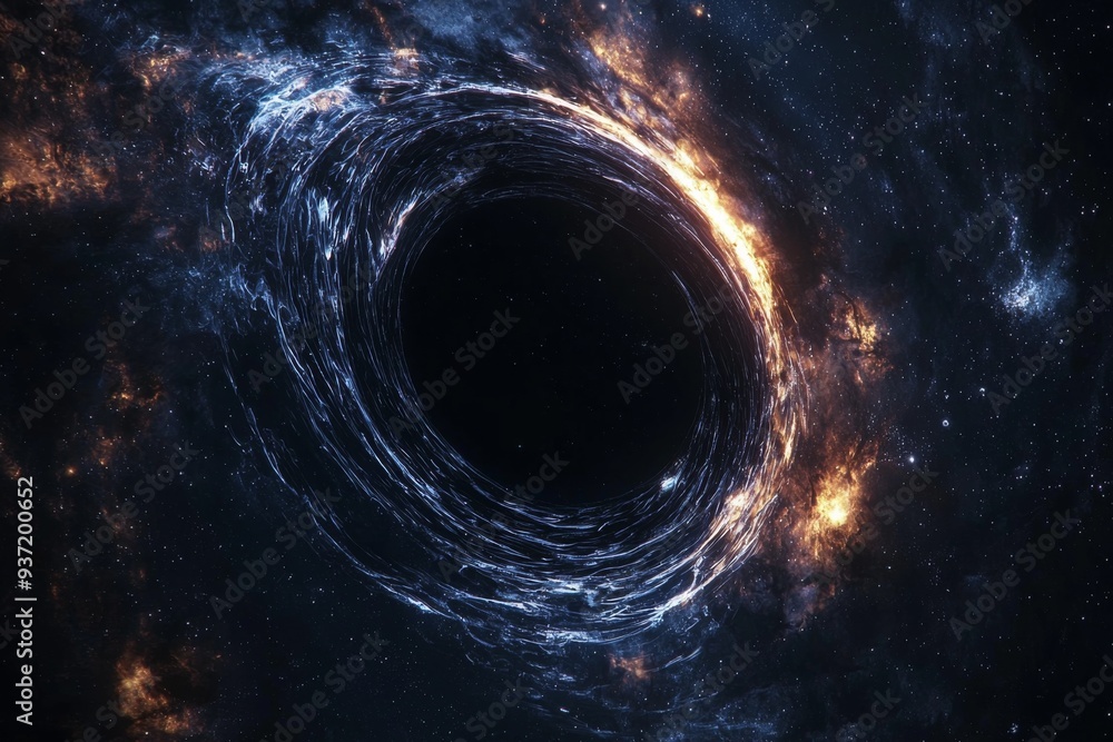 Black hole in space illustration created with Generative AI Black hole in space illustration created with Generative AI