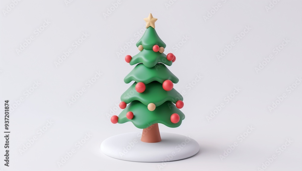Christmas tree with star on top isolated on white background Christmas tree with star on top isolated on white background