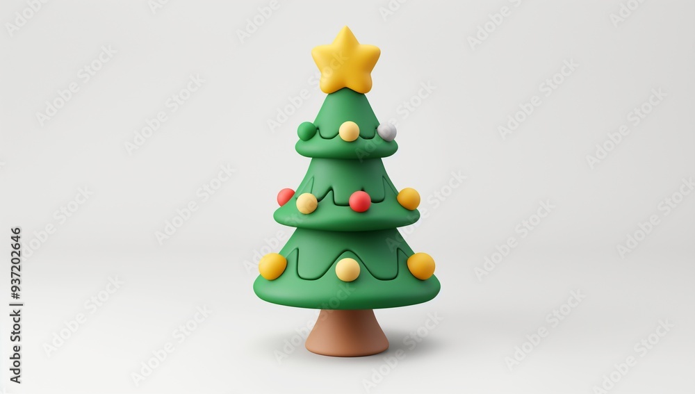 Christmas tree with star on top isolated on white background Christmas tree with star on top isolated on white background