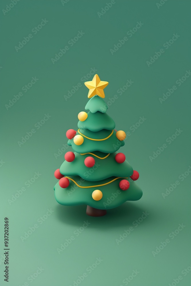 Simple cute Christmas tree with star on top Simple cute Christmas tree with star on top