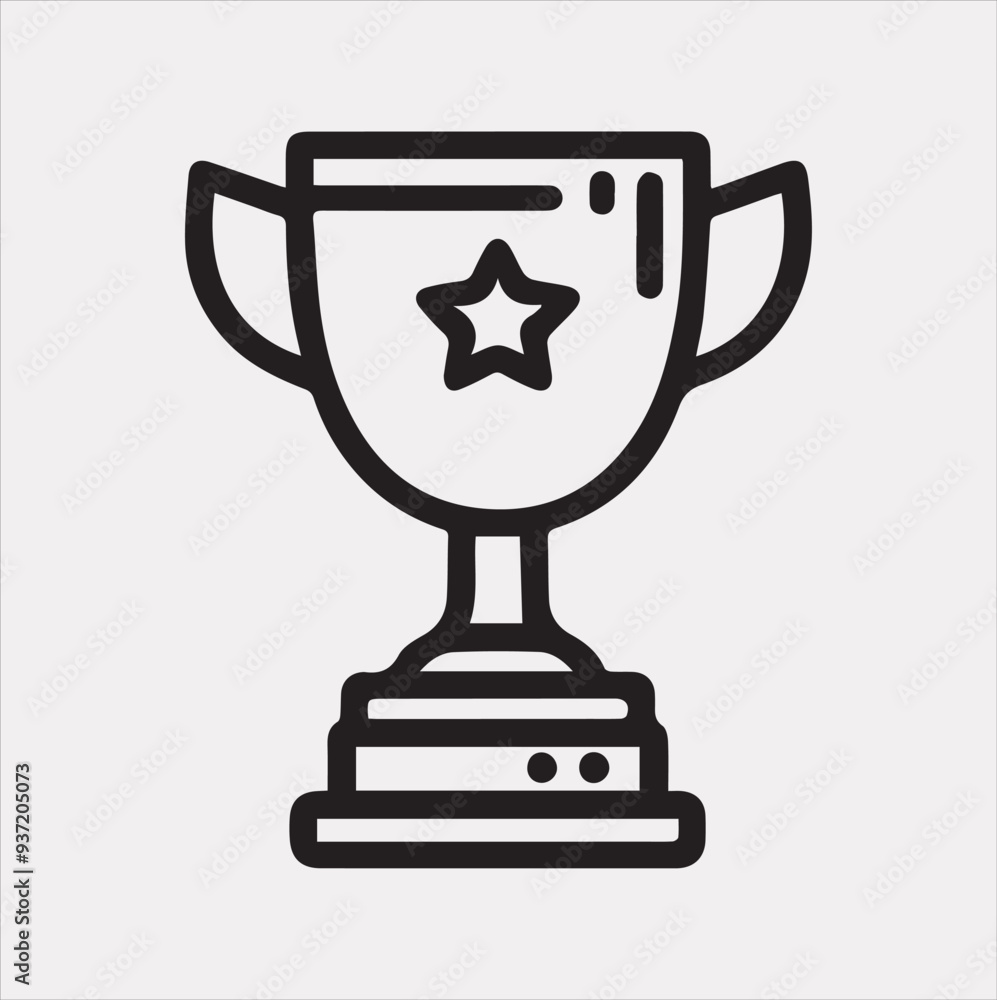 Winning award line art Vector silhouette illustration icon on a white background Winning award line art Vector silhouette illustration icon on a white background