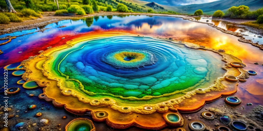 Fototapeta premium Rainbow Ripples in a Mountain Lake, Nature, Water, Photography, Landscape