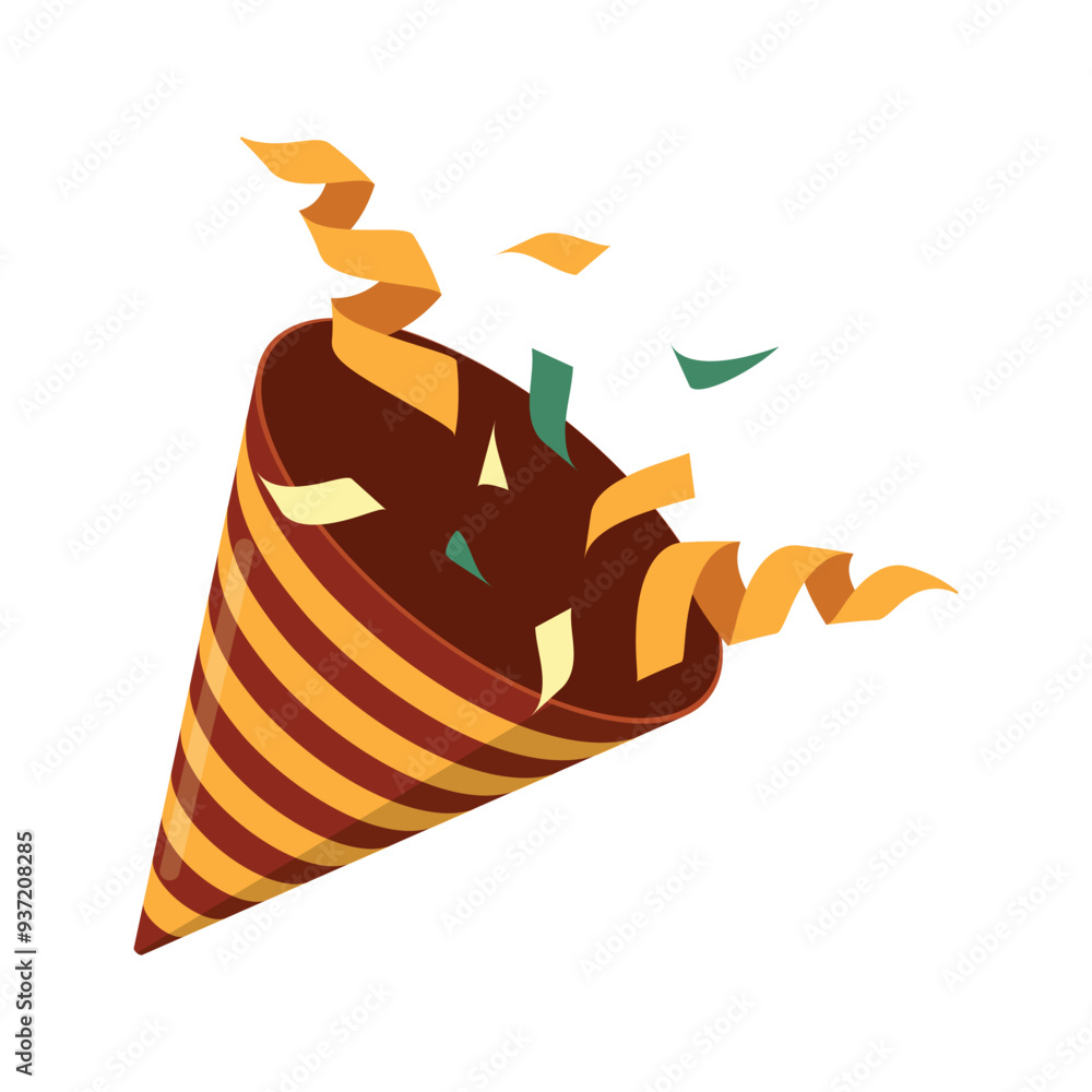 Obraz premium Party popper explosion from hat ribbon confetti