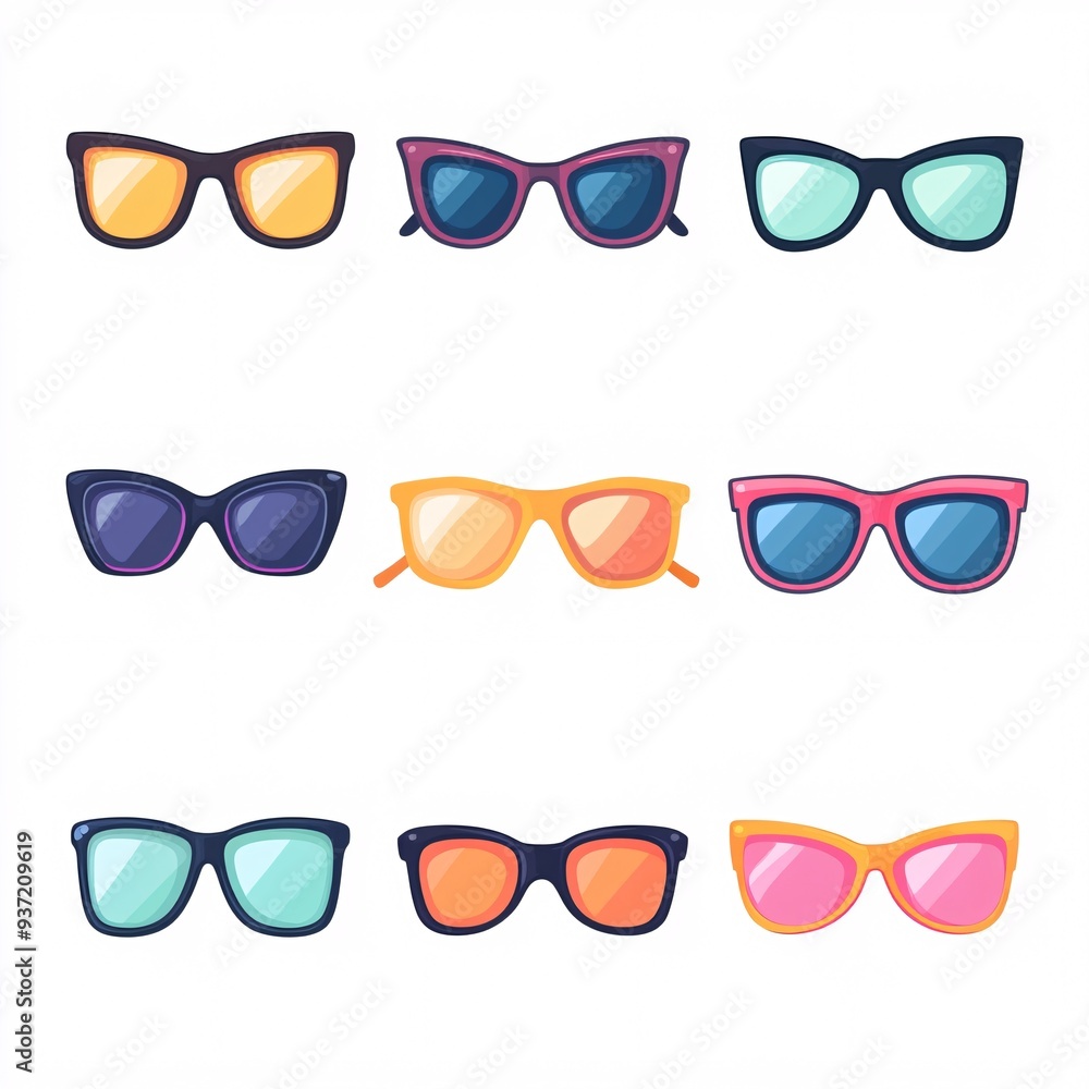 240805 189. A simple vector icon illustration depicting the group of eyewear accessories at center for a website isolated white background 240805 189. A simple vector icon illustration depicting the group of eyewear accessories at center for a website isolated white background