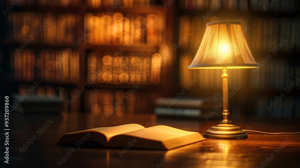 Open Book Lamplight Wooden Desk Bookshelf Open Book Lamplight Wooden Desk Bookshelf