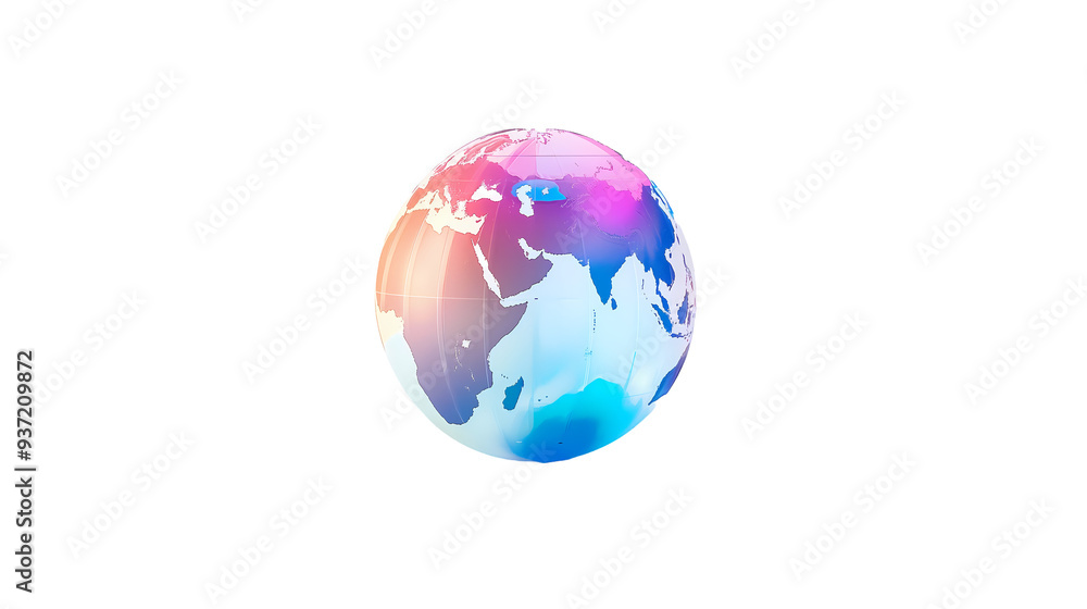 earth globe on 3d crystal glass holographic effect isolated on transparent background earth globe on 3d crystal glass holographic effect isolated on transparent background