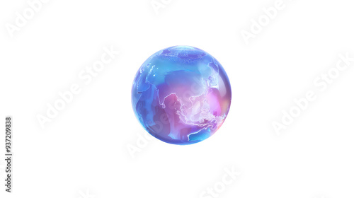 blue crystal ball 3d crystal glass holographic effect isolated on transparent background