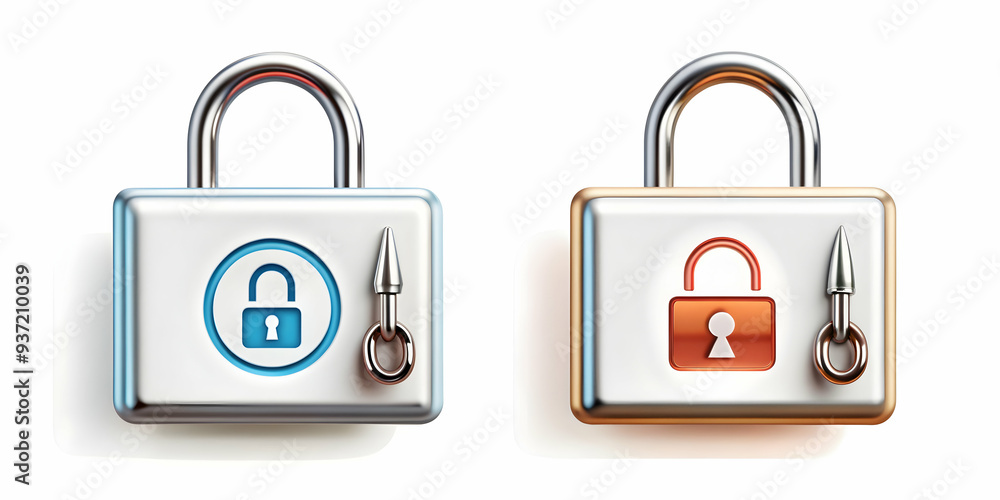 3D Icon as Phishing scam and two factor authentication concept as A phishing scam icon paired with a two factor authentication icon symbolizing the use of additional security measures to prevent phish 3D Icon as Phishing scam and two factor authentication concept as A phishing scam icon paired with a two factor authentication icon symbolizing the use of additional security measures to prevent phish