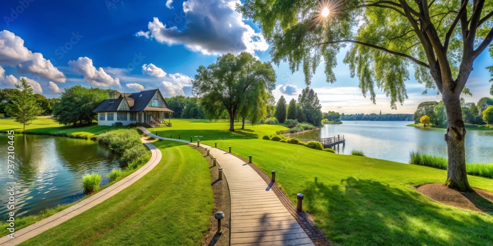 Sunlight Through the Trees A Picturesque Lakefront Home, Landscape Photography, Summer, Nature, Water, Green, Trees Sunlight Through the Trees A Picturesque Lakefront Home, Landscape Photography, Summer, Nature, Water, Green, Trees