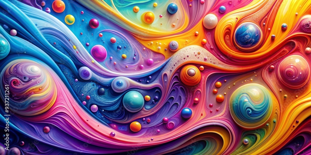 Swirling Universe of Vibrant Colors and Spheres, abstract art, liquid art, colorful spheres, digital painting Swirling Universe of Vibrant Colors and Spheres, abstract art, liquid art, colorful spheres, digital painting