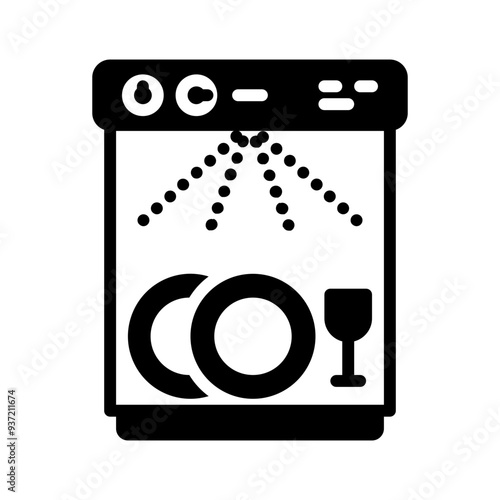 Vector solid black icon for  Dishwasher