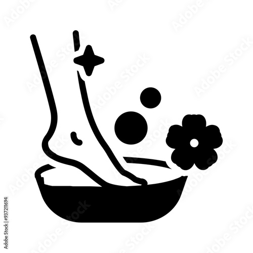 Vector solid black icon for  Feet bath