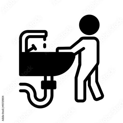Vector solid black icon for  Wash basin