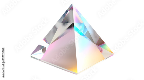 pyramid 3d crystal glass holographic effect isolated on transparent background