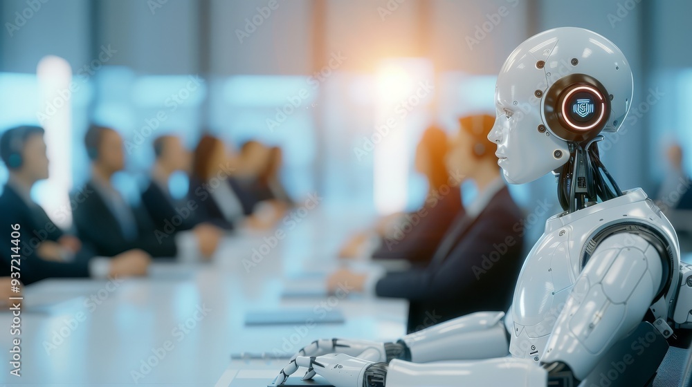 AI Robot in a Business Meeting with Humans AI Robot in a Business Meeting with Humans