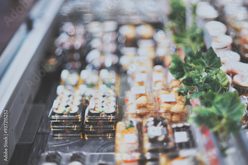 スーパーマーケットの食品 店内ぼかし風景