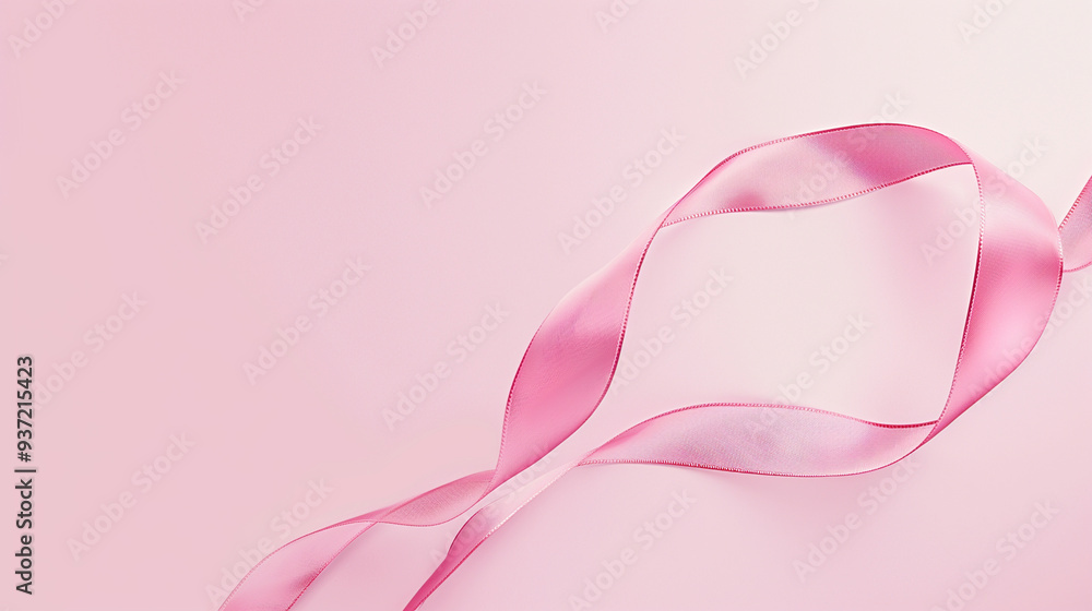 Minimalist Pink Ribbon Artwork: A simple, elegant design featuring a lone pink ribbon on a clean background, with copy space Minimalist Pink Ribbon Artwork: A simple, elegant design featuring a lone pink ribbon on a clean background, with copy space